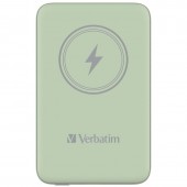 Външна батерия Verbatim MCP-10GN Power Pack 10000 mAh with UBS-C® PD 20W / Magnetic Wireless Charging 15W Green