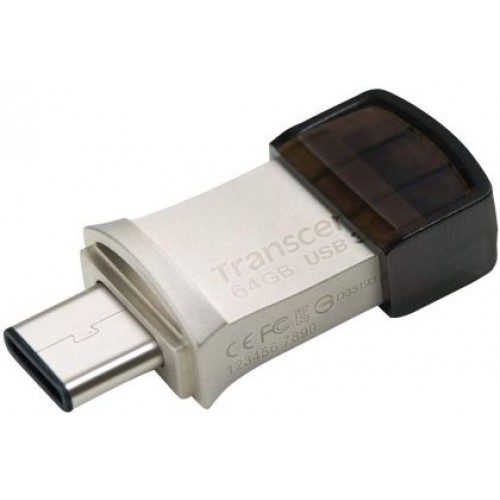 Памет Transcend 64GB JETFLASH 890S, USB 3.1 Type C, Silver Plating-2