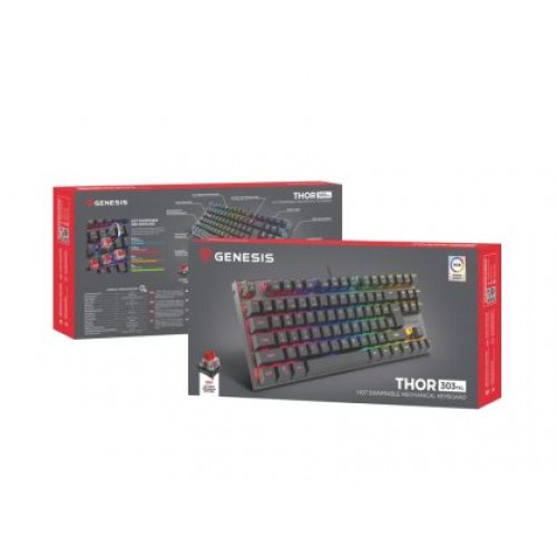 Клавиатура Genesis Mechanical Gaming Keyboard Thor 303 TKL RGB Backlight Red Switch US Layout Black-8