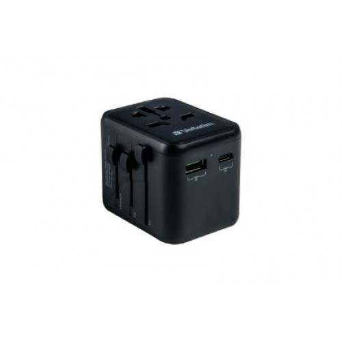Адаптер Verbatim UTA-02 Universal Travel Adapter with 1 x USB-C PD 20W / 1 x USB-A QC 3.0