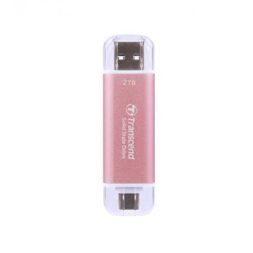 Твърд диск Transcend 2TB, USB External SSD, ESD310P, USB 10Gbps, Type C/ A, Pink