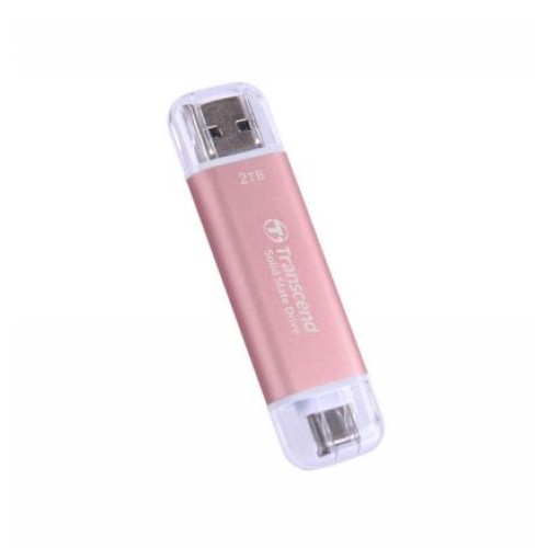Твърд диск Transcend 2TB, USB External SSD, ESD310P, USB 10Gbps, Type C/ A, Pink-1