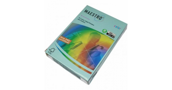 Цветен картон Maestro Color Син пастел, А4, 250 л. 160 g/m2