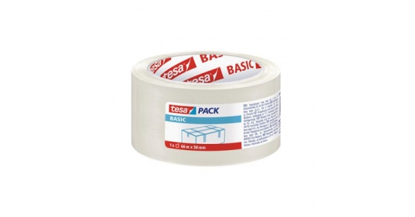 Лепяща лента Tesa Basic Pack Опаковъчна хотмелт 50 mm x 66 m, Безцветна