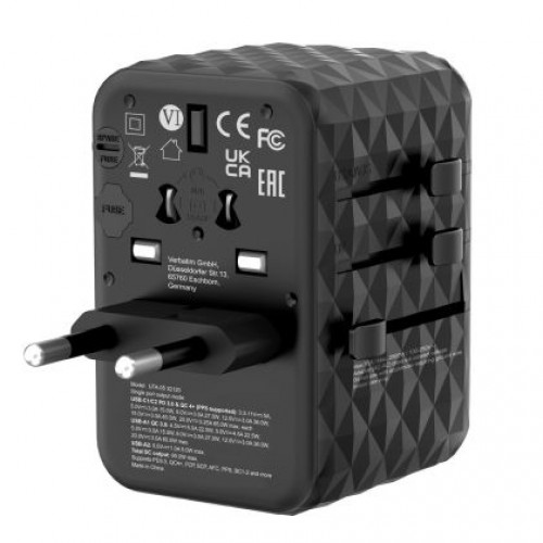Адаптер Verbatim UTA-05 GaN III Universal Travel Adapter with 2 x USB-C PD 65W & QC 4+ / 2 x USB-A-4