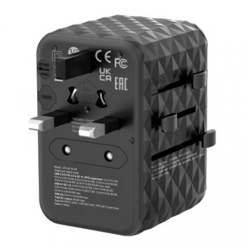Адаптер Verbatim UTA-05 GaN III Universal Travel Adapter with 2 x USB-C PD 65W & QC 4+ / 2 x USB-A-5