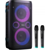 Аудио система Hisense Party Rocker One Plus (HP110) Bluetooth Speaker with 300W Power, Built-in Woofer, Karaoke Mode, Built-in Wireless Charging Pad, AUX Input and Output, USB, 15 Hour Long-Lasting Battery 4 x 2500Ah, 2x mics included