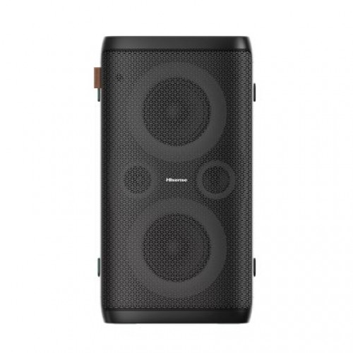 Аудио система Hisense Party Rocker One Plus (HP110) Bluetooth Speaker with 300W Power, Built-in Woofer, Karaoke Mode, Built-in Wireless Charging Pad, AUX Input and Output, USB, 15 Hour Long-Lasting Battery 4 x 2500Ah, 2x mics included-1