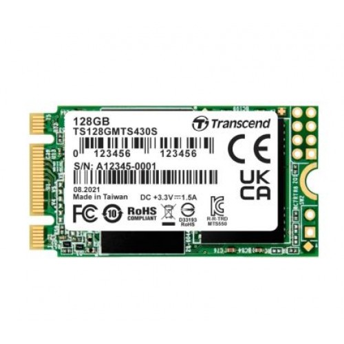 Твърд диск Transcend 128GB, M.2 2242 SSD, SATA3 B+M Key, TLC