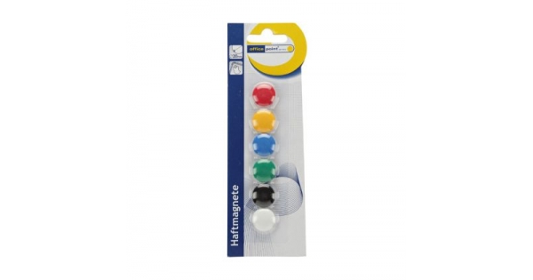 Магнити Office Point Ф20 mm 6 бр. в блистер, Цветен микс