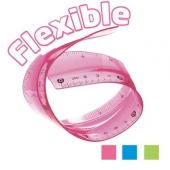 Линия гъвкава Пластмасова нечуплива 30 cm, Цветен микс