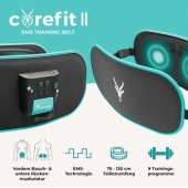 Масажор Beurer Antelope Corefit II,  2 in 1 EMS belt for core abdominal muscles and lower back muscles; Electrodes: 2x stomach, 2x back; 9 training programs; adjustable intensity /0-40/; abdominal circumferences of 75-130 cm