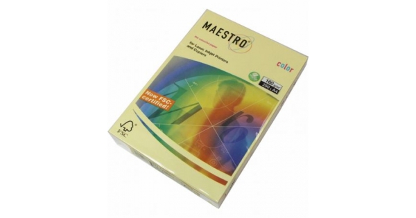 Цветен картон Maestro Color Жълт пастел, А4, 250 л. 160 g/m2