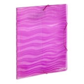 Папка с три капака и ластик Office Point Wave PP, А4 Виолетова