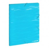 Папка с три капака и ластик Office Point Wave PP, А4 Синя