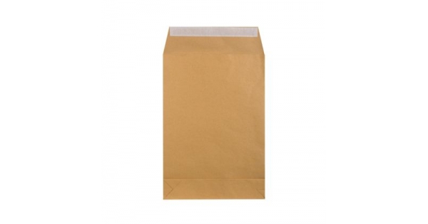 Плик с дъно B4 Кафяв, 250х350x40 mm, стикер по късата страна 250 бр.