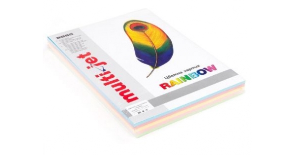 Цветен микс картон Multi Jet Rainbow Наситен, A4 5x25 л. 160 g/m2
