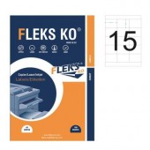 Етикети Fleks Ko Бели, прави ъгли, 70x50.8 mm A4, 100 л. 15 етик./лист