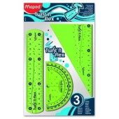 Комплект чертожни инструменти Maped Twist`n Flex Три части, Пластмасови гъвкави, Цветен микс