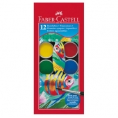Водни бои Faber-Castell С четка, 12 цвята
