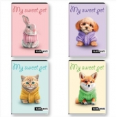 Тетрадка Black&White Girl Mix Меки корици, А5 24 л. с широки редове