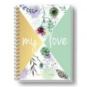 Тетрадка Black&White Love Mix Ламинирани корици, спирала, офсет, 4 теми, А4 160 л. с редове