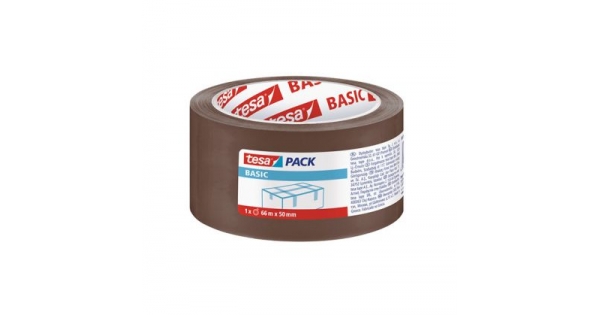 Лепяща лента Tesa Basic Pack Опаковъчна хотмелт 50 mm x 66 m, Кафява