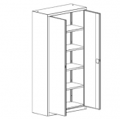Метален шкаф Office Star С четири рафта, 90x39x195 cm Сив