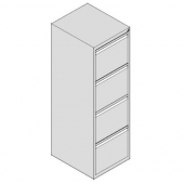 Шкаф за висящи папки Практик А44 Единичен с 4 чекмеджета, 41.0x48.3x130.3 cm, Сив