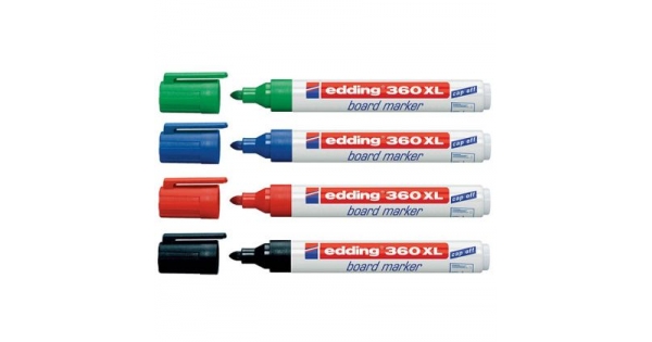 Комплект маркери за бяла дъска Edding 360XL 4 цвята, Объл връх 1.5-3 mm