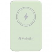 Външна батерия Verbatim MCP-5GN Power Pack 5000 mAh with UBS-C PD 20W / Magnetic Wireless Charging 15W Green