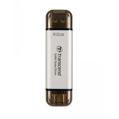 Твърд диск Transcend 512GB, External SSD, ESD310S, USB 10Gbps, Type C/A, Silver