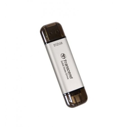 Твърд диск Transcend 512GB, External SSD, ESD310S, USB 10Gbps, Type C/A, Silver-1