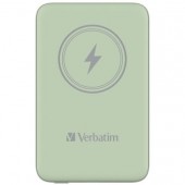 Външна батерия Verbatim MCP-10GN Power Pack 10000 mAh with UBS-C PD 20W / Magnetic Wireless Charging 15W Green