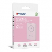 Външна батерия Verbatim MCP-10PK Power Pack 10000 mAh with UBS-C PD 20W / Magnetic Wireless Charging 15W Pink