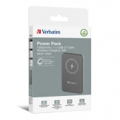 Външна батерия Verbatim MCP-10GY Power Pack 10000 mAh with UBS-C PD 20W / Magnetic Wireless Charging 15W Grey