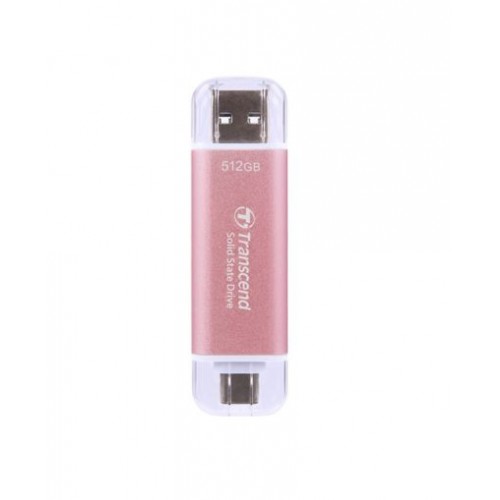 Твърд диск Transcend 512GB, USB External SSD, ESD310P, USB 10Gbps, Type C/ A, Pink