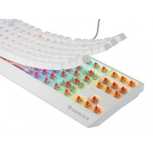 Клавиатура Genesis Gaming Keyboard Thor 230 TKL Wireless US White RGB Mechanical Outemu Red-2