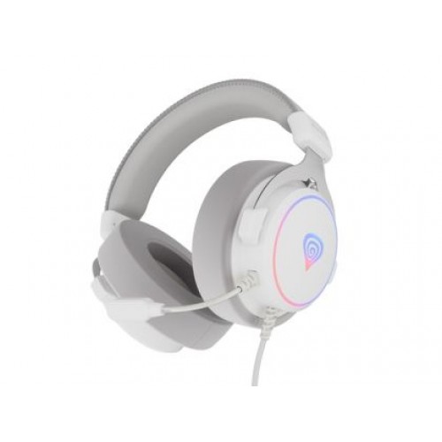 Слушалки Genesis Headset Neon 764 with microphone, RGB illumination, USB, White-1