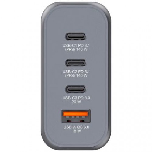 Зарядно устройство Verbatim GNC-140 GaN Charger 4 Port 140W USB A/C (EU/UK/US)-1
