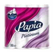 Тоалетна хартия Papia Pure Soft 100% целулоза, четирипластова 32 бр. Бяла