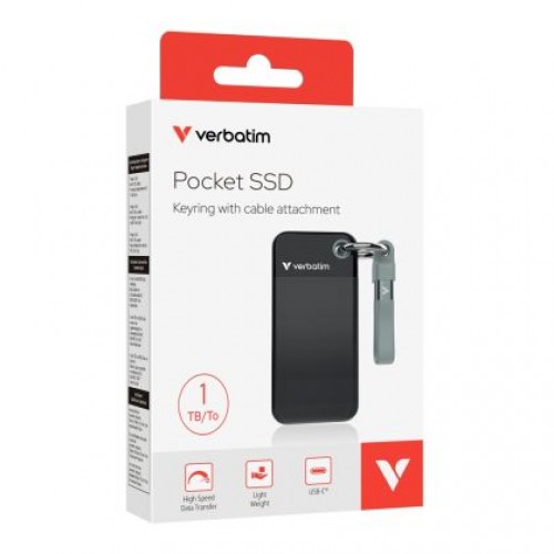 Твърд диск Verbatim Pocket SSD USB 3.2 Gen 2 1TB Black/Grey-4