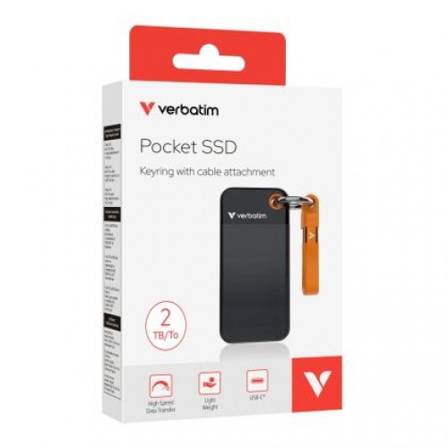Твърд диск Verbatim Pocket SSD USB 3.2 Gen 2 2TB Black/Orange-4