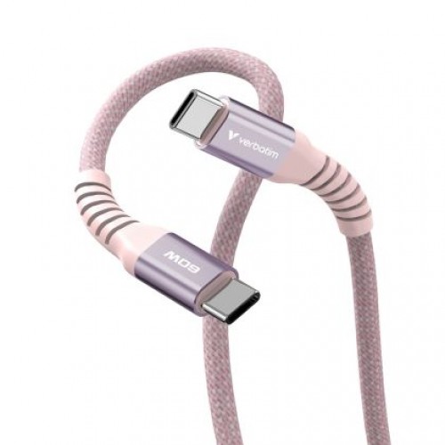 Кабел Verbatim Sync & Charge USB-C to USB-C 60W Magnetic 120 cm - Pink-3
