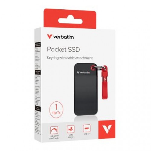 Твърд диск Verbatim Pocket SSD USB 3.2 Gen 2 1TB Black/Red-4