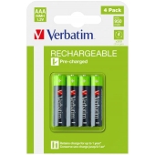 Батерия Verbatim RECHARGEABLE BATTERY AAA 4 PACK / HR03