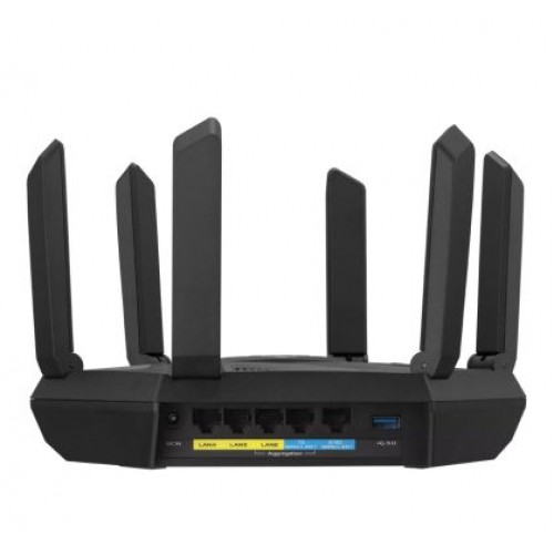 Рутер Asus Gaming Wireless Router, RT-AXE7800, AXE7800, Tri-Band, Quad-Core 1.7GHz CPU, 256MB/512MB Flash/RAM, 2.5G port, AiProtection Pro, Adaptive QoS, VPN Fusion, Instant Guard, IPTV, OFDMA, MU-MIMO, Beamforming, Link Aggregation, AiMesh, Black-1
