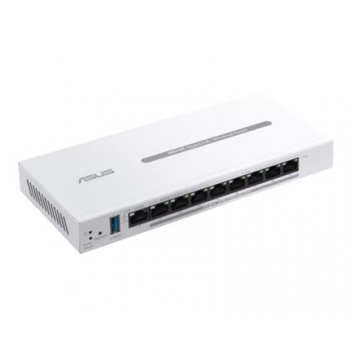 Рутер Asus Business Gigabit PoE+ VPN Wired Router, ExpertWiFi EBG19P, 8 PoE+ ports, 123W, 1 gigabit WAN+2 gigabit WAN/LAN, USB 3.2, PoE centralized control, SDN, guest portal, Multi-WAN, Commercial-Grade Network Security & VPN, wall mounting,White-1