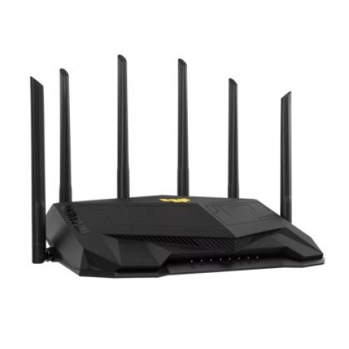 Рутер Asus Gaming Wireless Router, TUF Gaming-AX6000, AX6000, Dual-Band, Quad-Core 2.0GHz CPU, 256MB/512MB Flash/RAM, 2.5G dual-port, AiProtection Pro, Adaptive QoS, VPN Fusion, IPTV, OFDMA, MU-MIMO, Beamforming, Link Aggregation, Port forwarding, AiMesh,-5