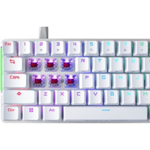 Клавиатура Asus ROG Falchion Ace 65% compact gaming keyboard with pre-lubed ROG NX mechanical switches with ROG switch stabilizer, sound-dampening foam, interactive touch panel, dual Type-C ports, three keyboard tilt angles, and cover case, US layout, Whi-2